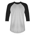 Blank t shirt raglan 3/4 sleeves front view with black heather grey color isolated on white background, ready for mockup template Royalty Free Stock Photo