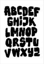 Black heavy bold grungy font. Vector alphabet