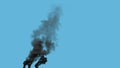 black heavy co2 emissions smoke emission from factory, isolated - industrial 3D illustration