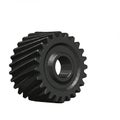 Black helical gear with angled teeth designed to transmit motion between parallel or Royalty Free Stock Photo