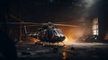 Epic Portraiture: Helicopter Soaring In Abandoned Factory With Golden Light