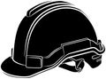 black Helmet silhouette or flat safety illustration of engineer logo miner for worker with mine icon and construction shape Royalty Free Stock Photo