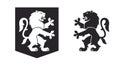 Black heraldic rampant lion