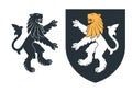 Black heraldic rampant lion 03