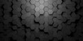 Black hexagon honeycombs random shifted mosaic abstract background pattern geometrical design with light from top