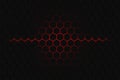 Black hexagon and red neon light Royalty Free Stock Photo