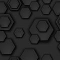 Black hexagon seamless pattern, vector abstract geometric texture, simple honeycomb tile background.