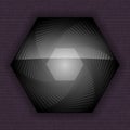 Black hexagonal banner with layers. Button on dark techno background Vector.