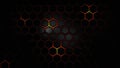 Black hexagons with red glow. Wall of hexagons. hexagons with magma background. Epic science 3D geometric render illustration 4k