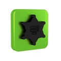 Black Hexagram sheriff icon isolated on transparent background. Police badge icon. Green square button.