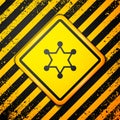 Black Hexagram sheriff icon isolated on yellow background. Police badge icon. Warning sign. Vector