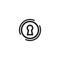 Black hey hole in circle. line icon. Padlock, lock symbol isolated on white Royalty Free Stock Photo