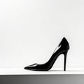 A black high heeled shoe on a white surface. AI generative image Royalty Free Stock Photo