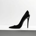 A black high heeled shoe on a white surface. AI generative image Royalty Free Stock Photo