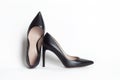 Black shoes. Black high heels on white background Royalty Free Stock Photo