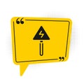 Black High voltage sign icon isolated on white background. Danger symbol. Arrow in triangle. Warning icon. Yellow speech Royalty Free Stock Photo