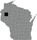 Location map of the Barron County of Wisconsin, USA