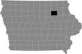 Location map of the Bremer County of Iowa, USA