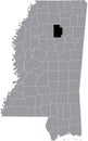 Location map of the Calhoun County of Mississippi, USA