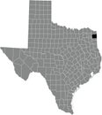 Location map of the Cass County of Texas, USA