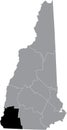 Location map of the Cheshire County of New Hampshire, USA