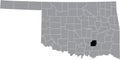 Location map of the Coal County of Oklahoma, USA