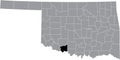 Location map of the Cotton County of Oklahoma, USA