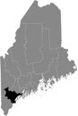 Location map of the Cumberland County of Maine, USA