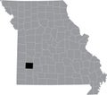 Location map of the Dade County of Missouri, USA
