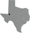 Location map of the Ector County of Texas, USA Royalty Free Stock Photo