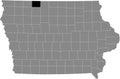 Location map of the Emmet County of Iowa, USA