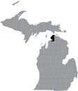 Location map of the Emmet County of Michigan, USA
