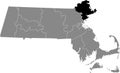 Location map of the Essex County of Massachusetts, USA