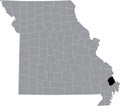 Location map of the Scott County of Missouri, USA