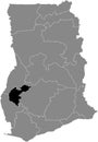 Location map of the Ahafo region of Ghana