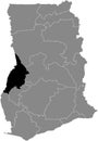 Location map of the Bono region of Ghana