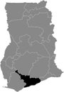 Location map of the Central region of Ghana