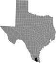 Location map of the Hidalgo County of Texas, USA