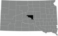 Location map of the Hughes County of South Dakota, USA