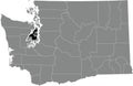 Location map of the Kitsap County of Washington, USA