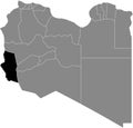 Location map of the Ghat district of Libya