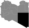 Location map of the Kufra district of Libya