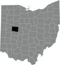 Location map of the Logan County of Ohio, USA