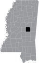 Location map of the Neshoba County of Mississippi, USA