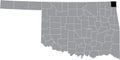 Location map of the Ottawa County of Oklahoma, USA