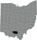 Location map of the Pike County of Ohio, USA