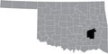 Location map of the Pittsburg County of Oklahoma, USA