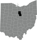 Location map of the Richland County of Ohio, USA