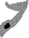 Location map of the Bay region of Somalia