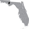Location map of the Calhoun county of Florida, USA